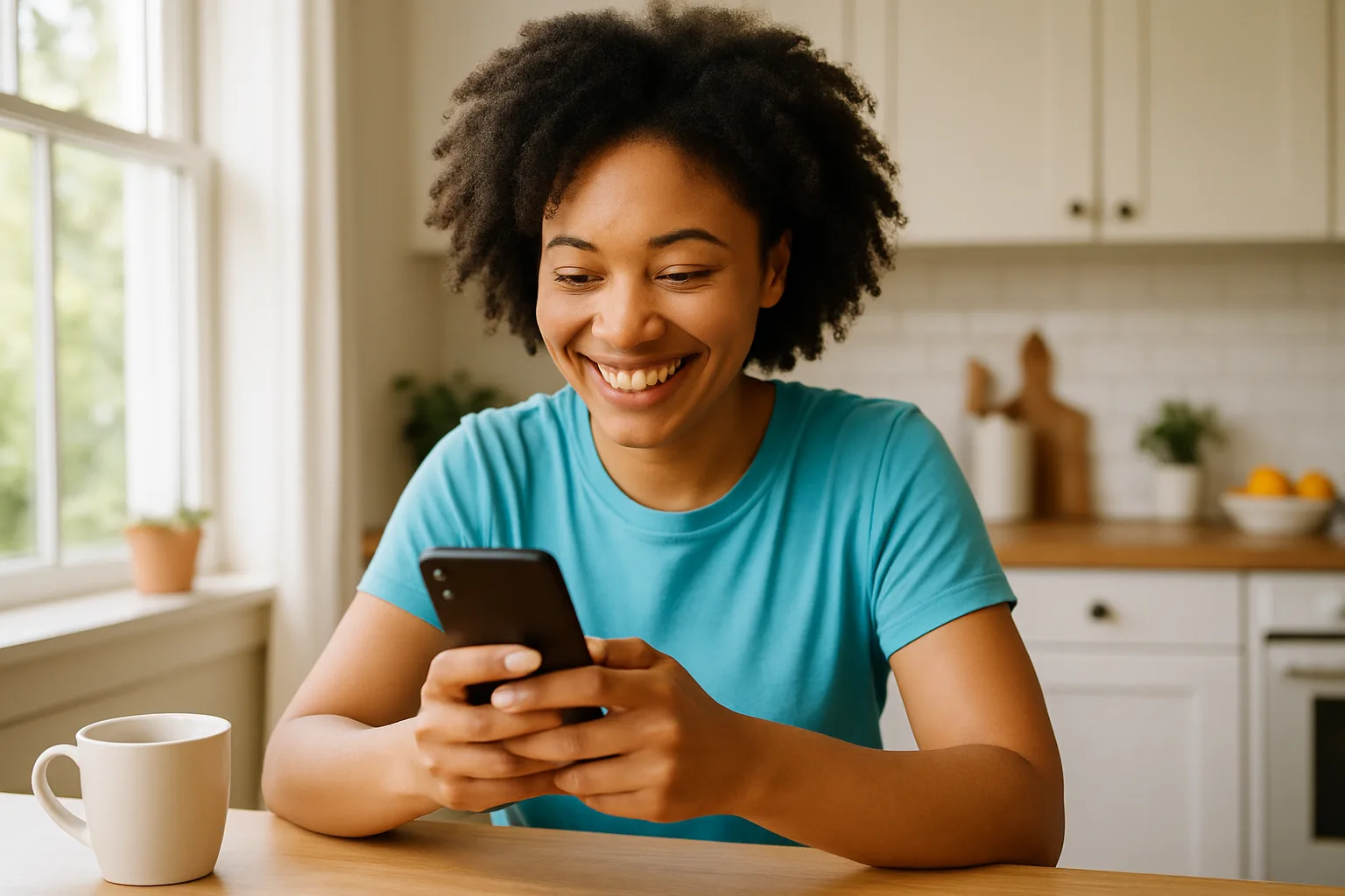 Person smiling while messaging on a smartphone — start dating in Tayside